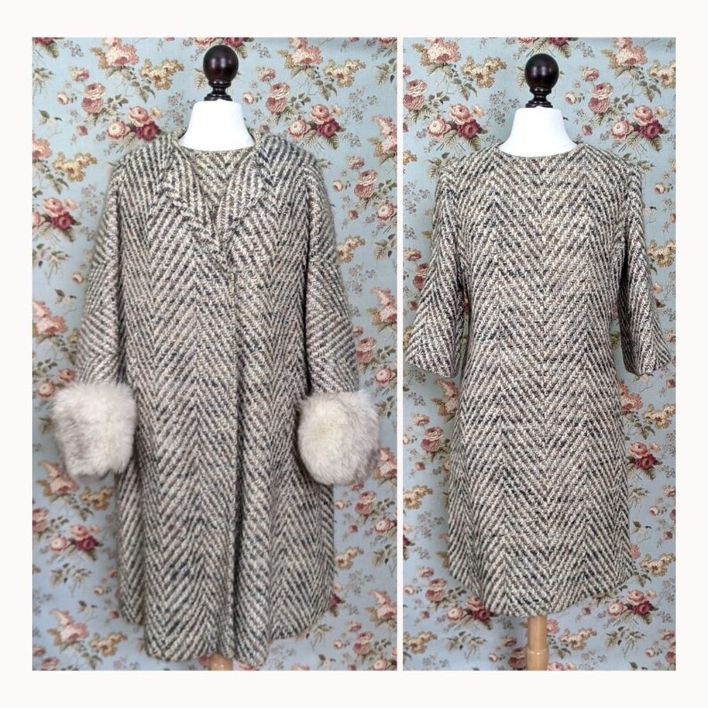 Vintage Late 1960’s Chunky Knit Dress and Coat Set | Medium/Large